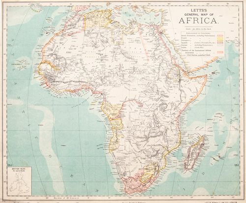 antique map of Africa 1884-1887